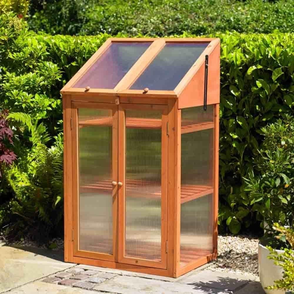 Wooden Mini Greenhouse with Polycarbonate Panels & Double Doors – Compact Garden
