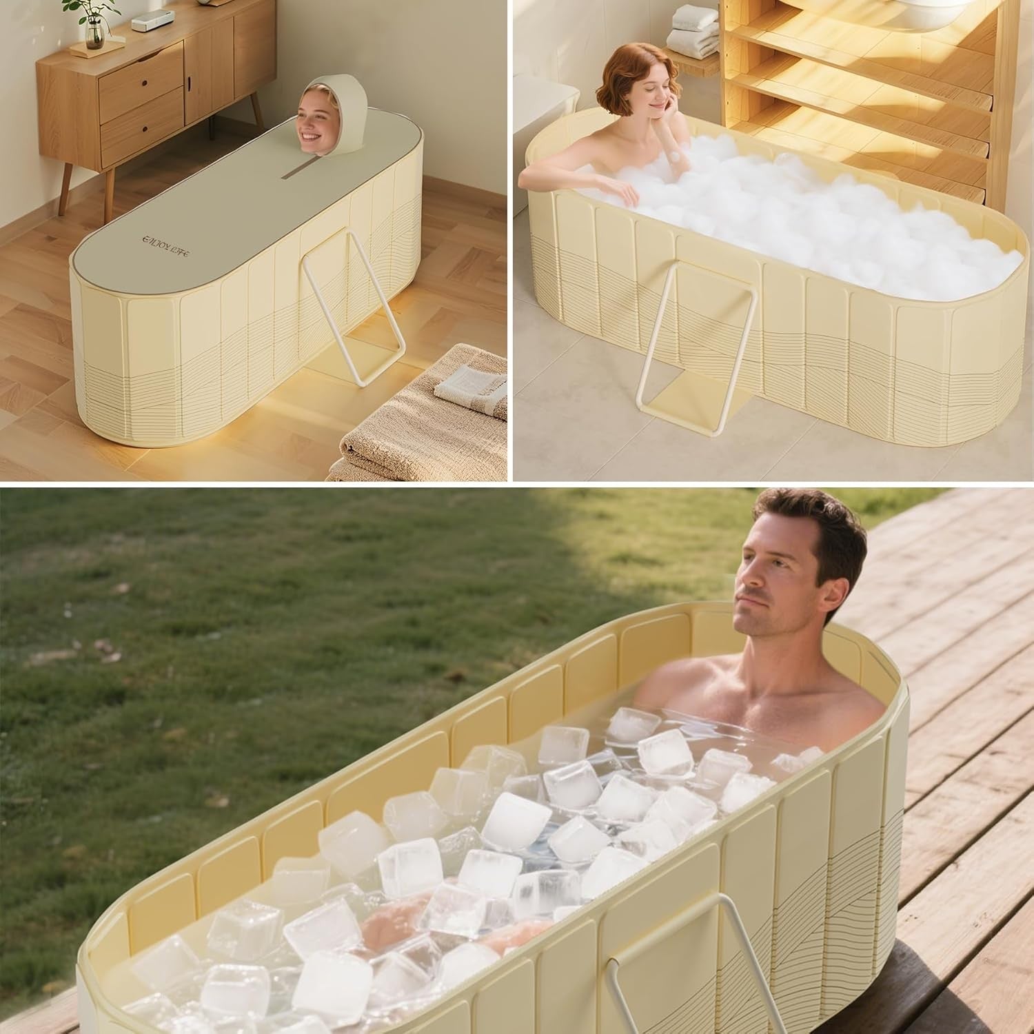 Portable Foldable Bathtub Adult Hot & Ice Bath Tub Thick Insulated 150cm