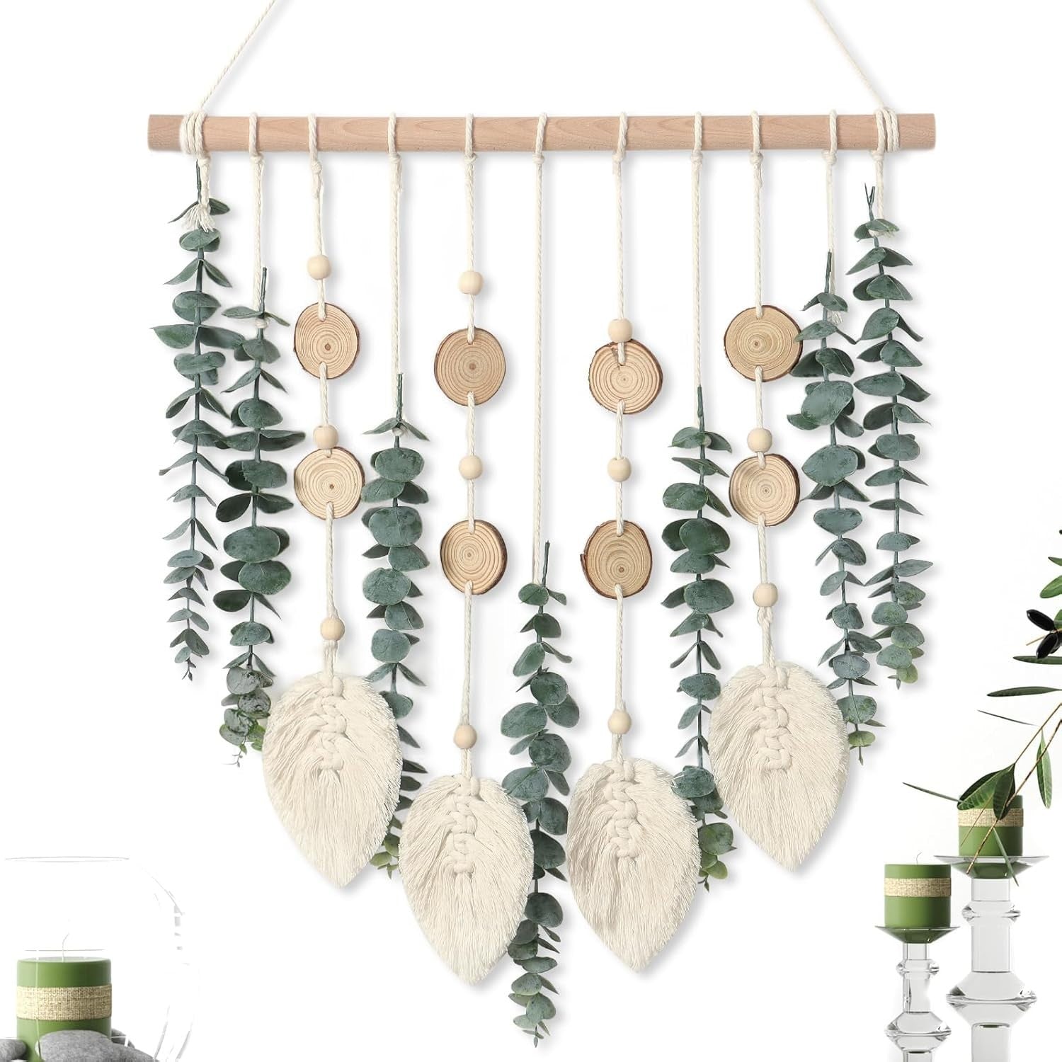 Green Artificial Eucalyptus Wall Hanging Boho Decor 30x40cm