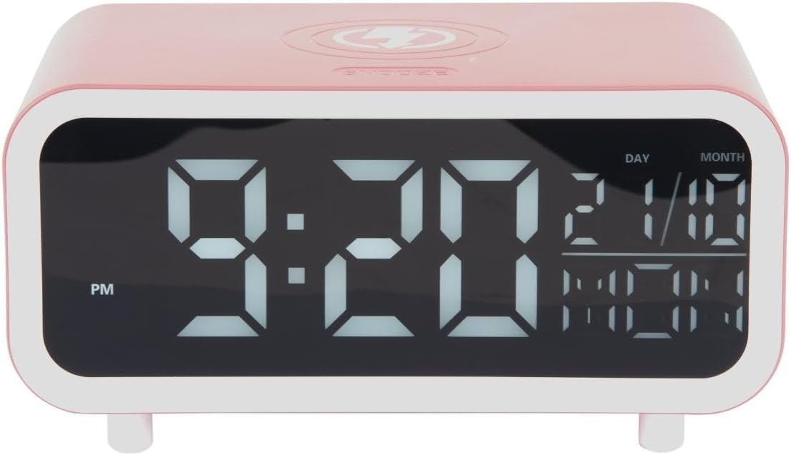 LED Alarm Clock with Wireless Phone Charger Silent Bedside Digital Clock