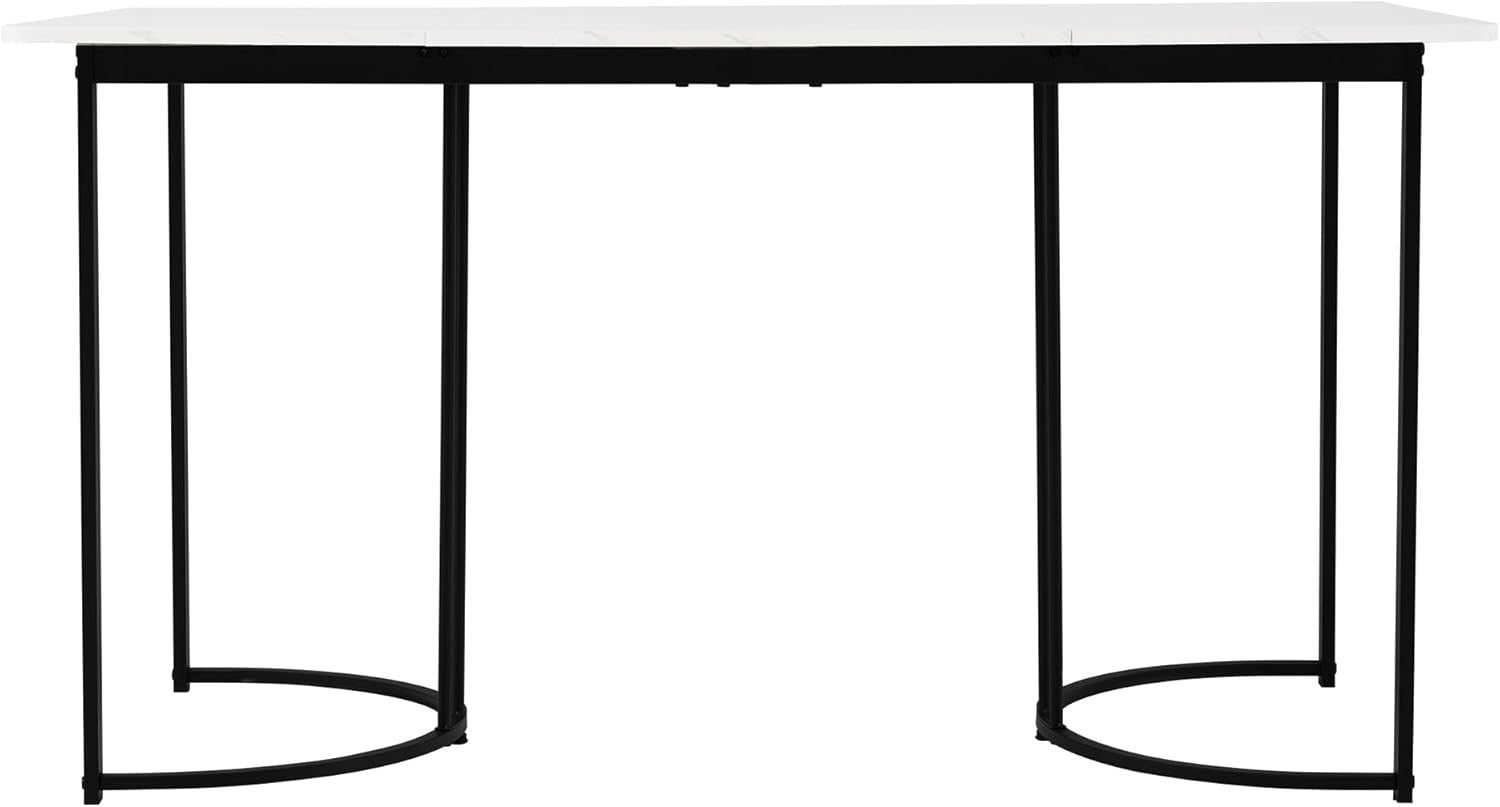 Modern Marble Dining Table 140x80cm Metal Frame White Black Kitchen Desk