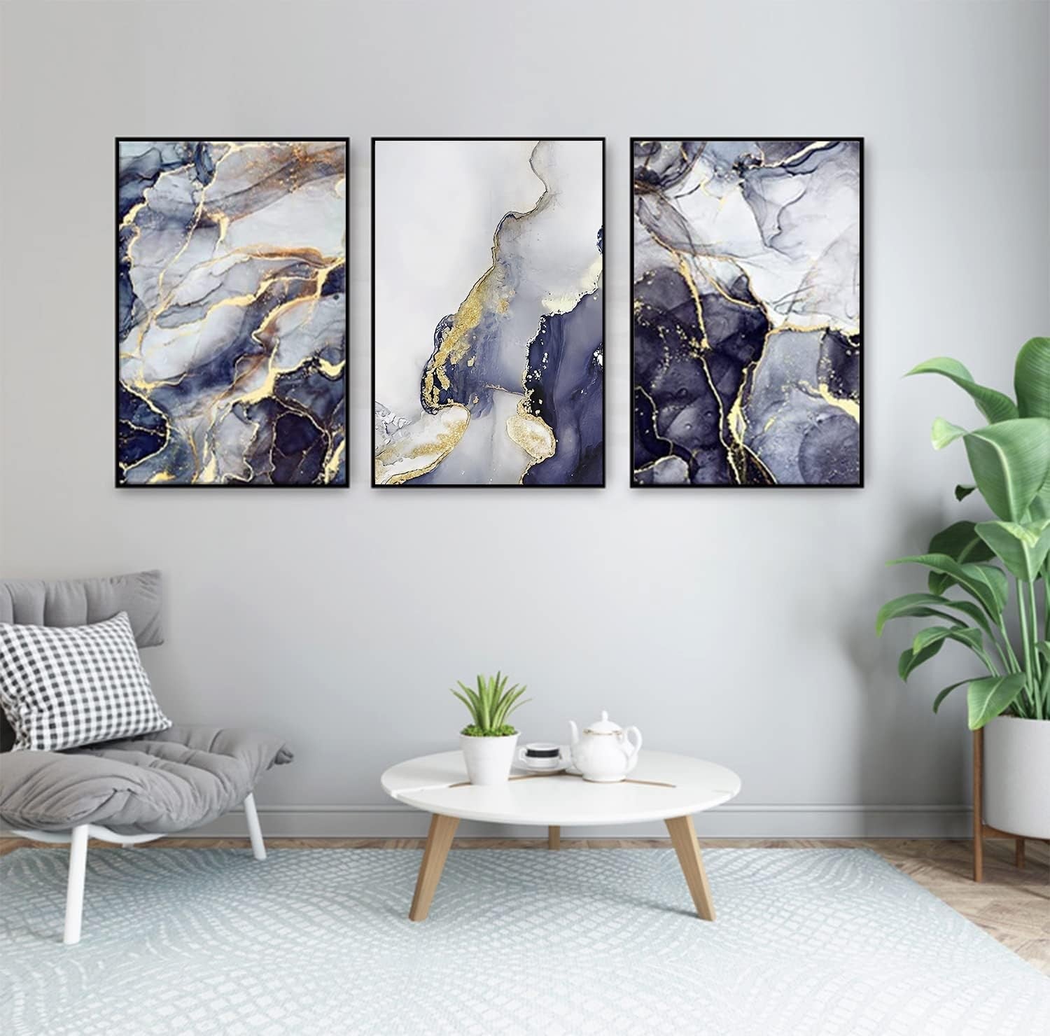 Abstract Marble Ink Painting Poster 3pcs 4.30x40 cm Modern Wall Art