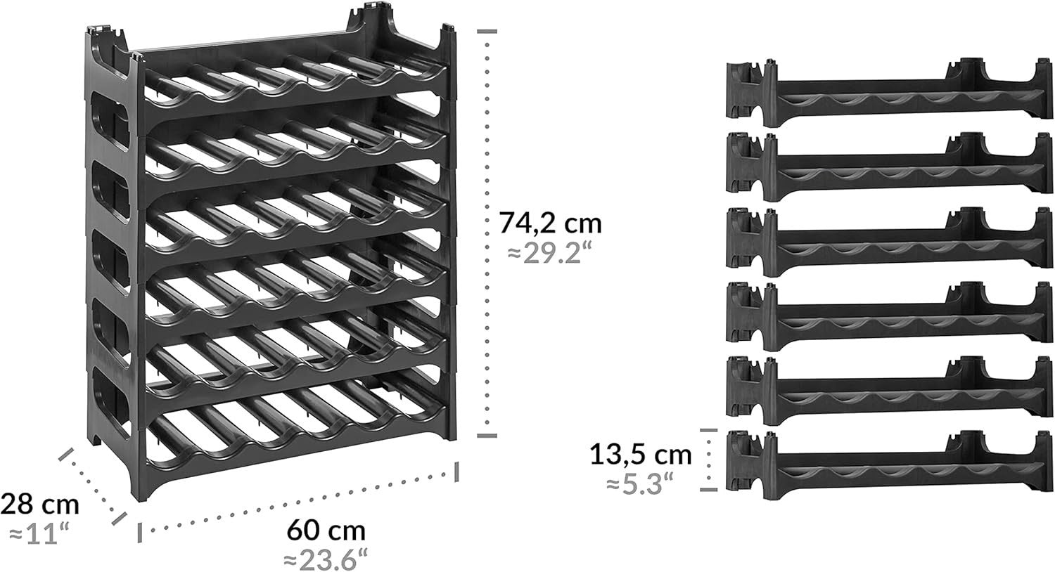 Stackable Wine Bottle Rack 36 Bottle Storage Organizer Modular Plastic Shelving