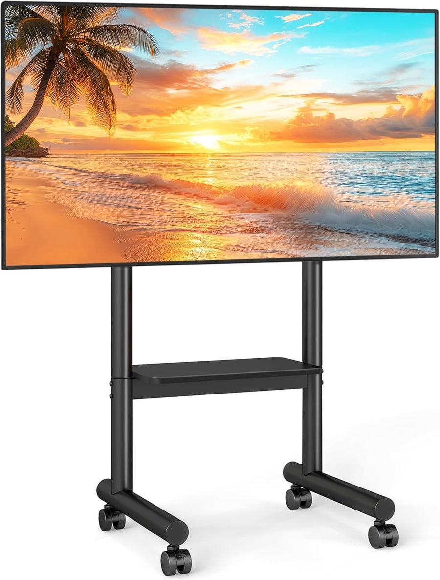 Mobile TV Stand Trolley 32-70" Screen Wheels Adjustable Shelf Heavy