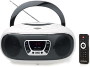 Portable Boombox CD Player FM Radio USB AUX Stereo Speakers White