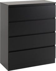 Black 4 Drawer Chest Storage Cabinet Engineered Wood Bedroom Organizer