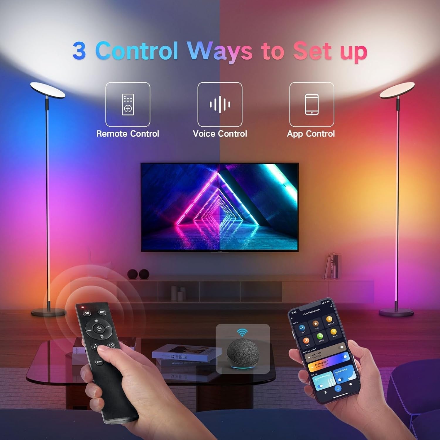 Smart RGBIC LED Floor Lamp 3000LM with WiFi, Music Sync & App Control