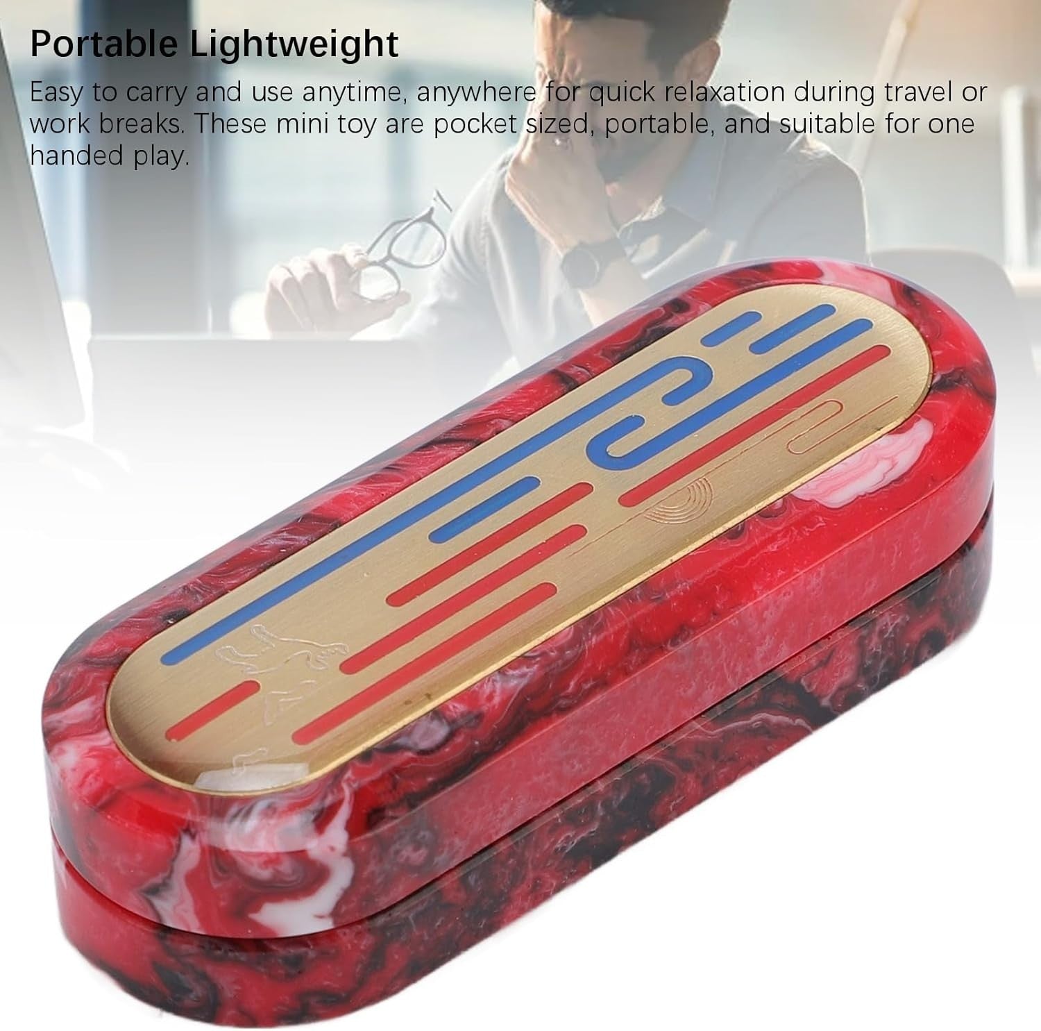 Red Push Card Fidget Slider Mechanical Haptic Stress Relief Pocket Toy