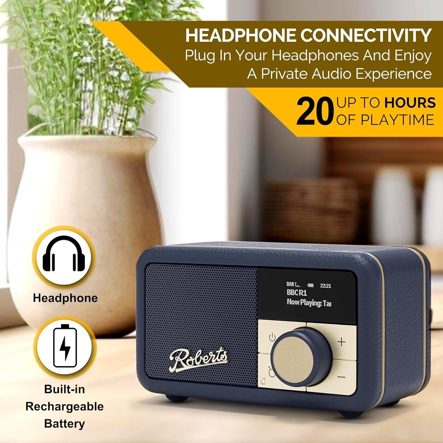 Portable FM DAB/DAB+ Digital Radio Bluetooth Speaker Midnight Blue