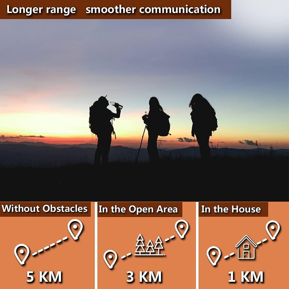 Long Range Walkie Talkies w/ Earpieces 5KM Two Way Radios VOX LCD