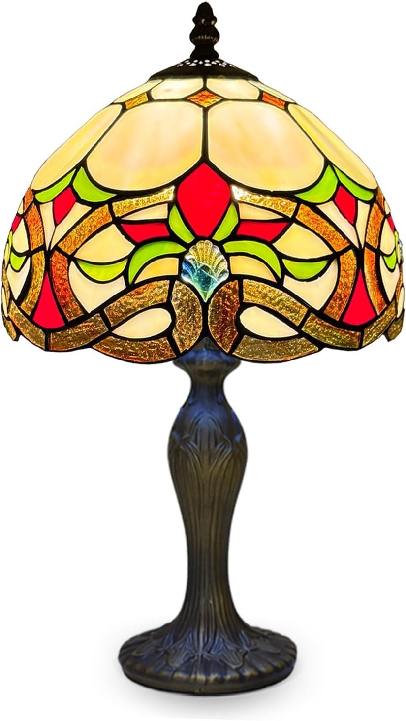 Tiffany Style Table Lamp Handcrafted Stained Glass Antique Look 42cm E27