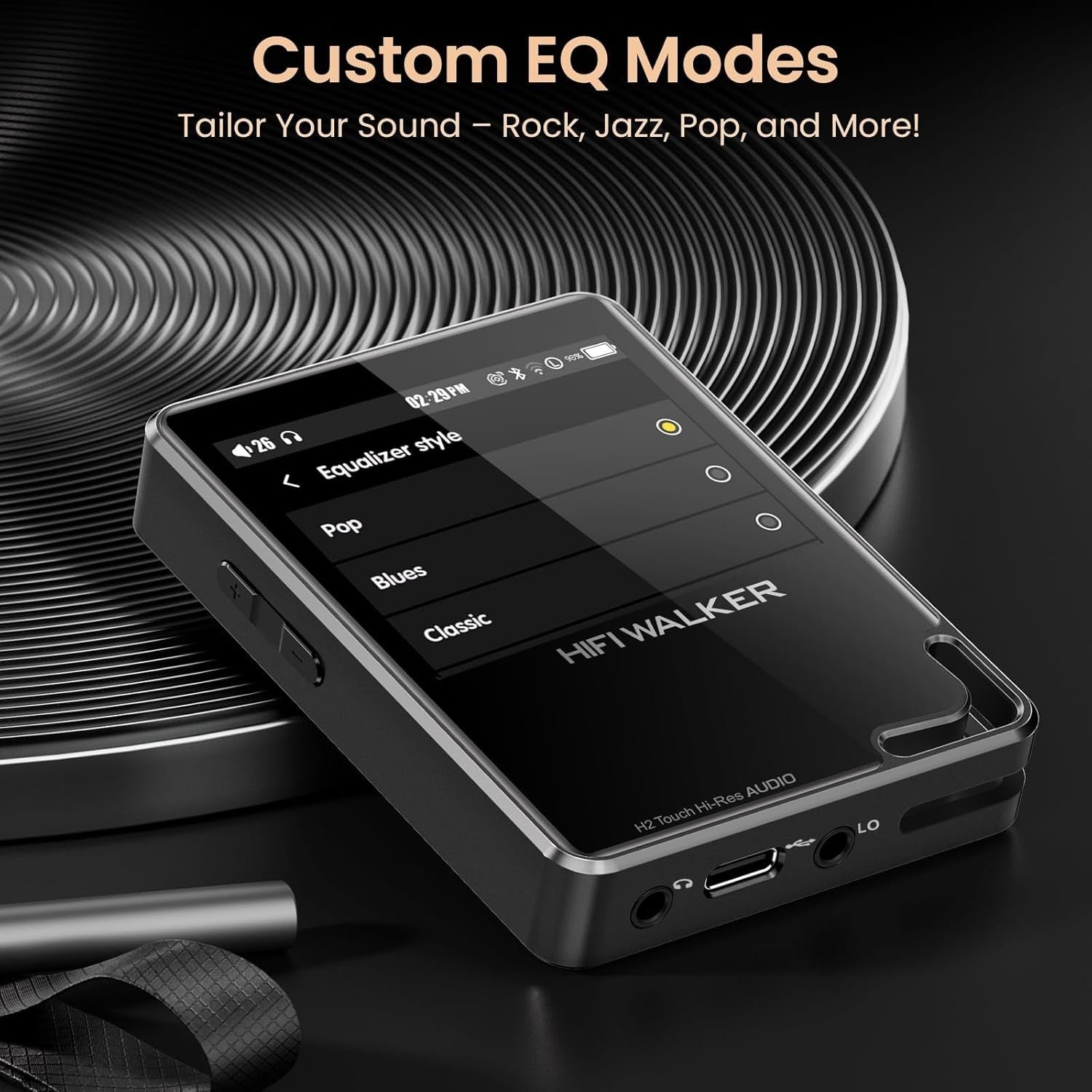 Hi-Res Touchscreen MP3 Player | Bluetooth, FLAC DSD Player, 64GB Expandable