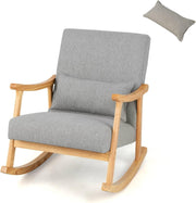 Rocking Lounge Chair Soft Cushions Lumbar Pillow Recliner 78x66x83cm