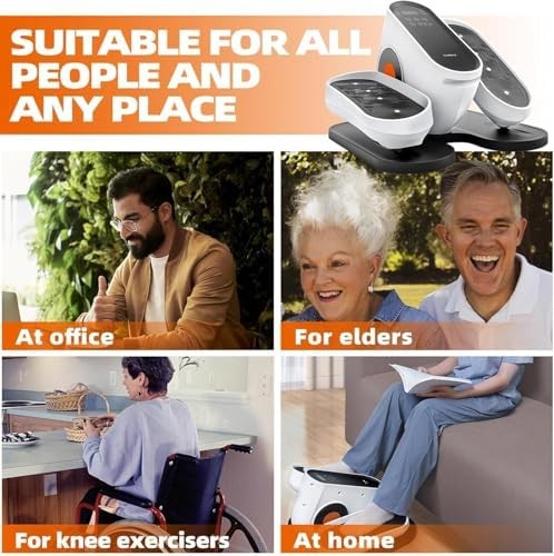 Under Desk Elliptical Pedal Exerciser Electric Remote LCD Quiet Seated Trainer