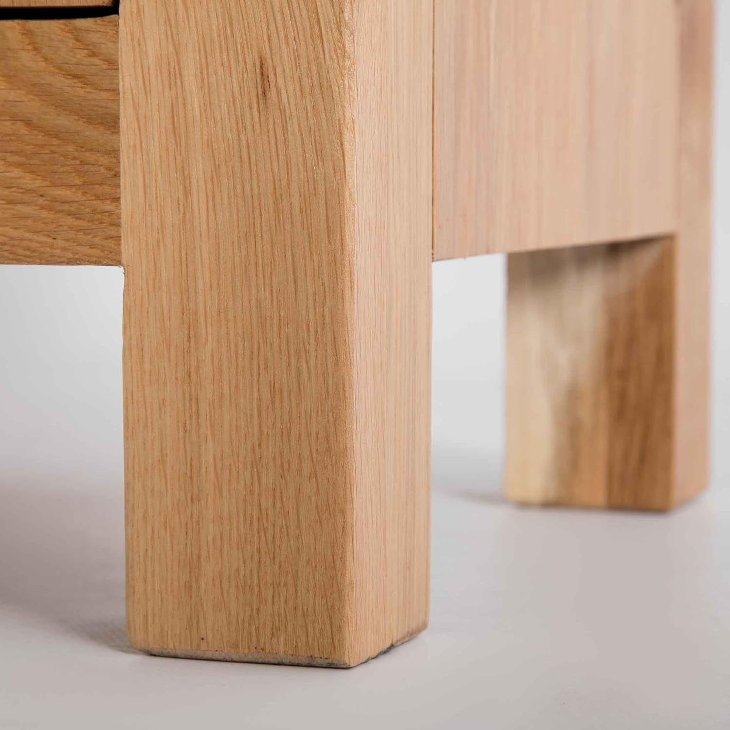 Solid Oak Bedside Table with 3 Drawers | Fully Assembled Wooden Nightstand