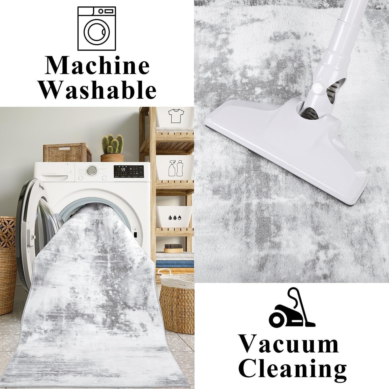 Hallway Runner Rug 80x200cm Non Slip Washable Low Pile Modern Hall Carpet