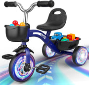 Kids Tricycle LED Light Wheels Balance Bike Adjustable Seat Boys 2-5Y