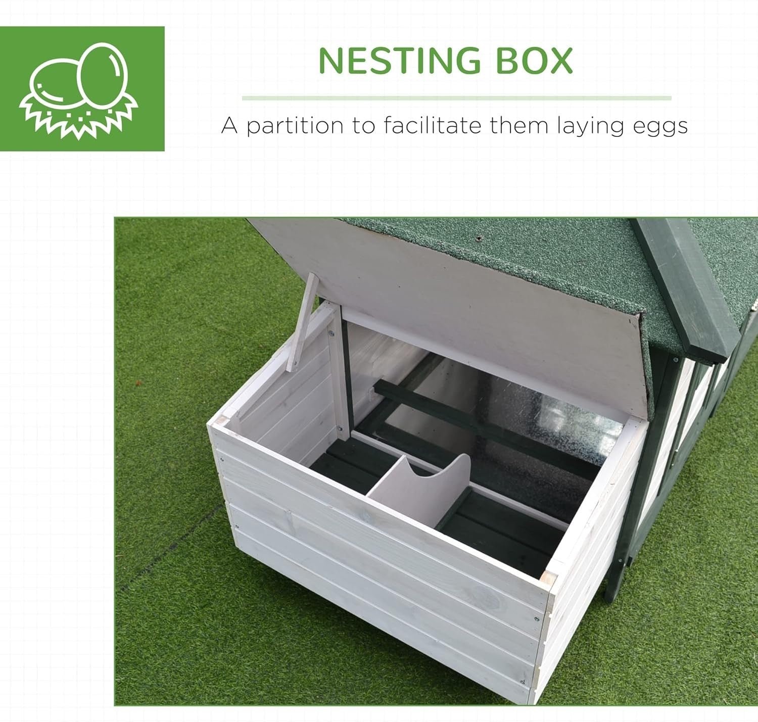Large Outdoor Chicken Coop with Run Nest Box 196x76x97cm Green