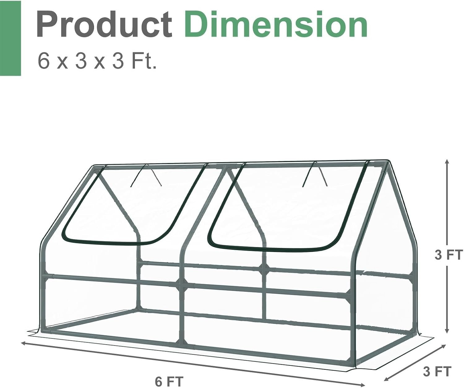 Large Mini Greenhouse Waterproof Cold Frame Plant Shelter with Zipper Doors
