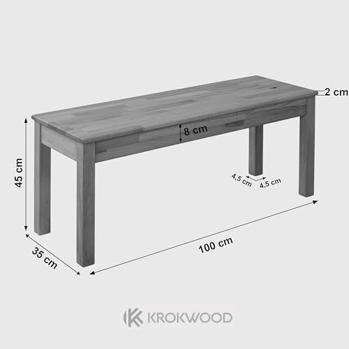 Oak Solid Wood Dining Bench Tomas - Durable Modern Wooden Seat 100x35x45cm