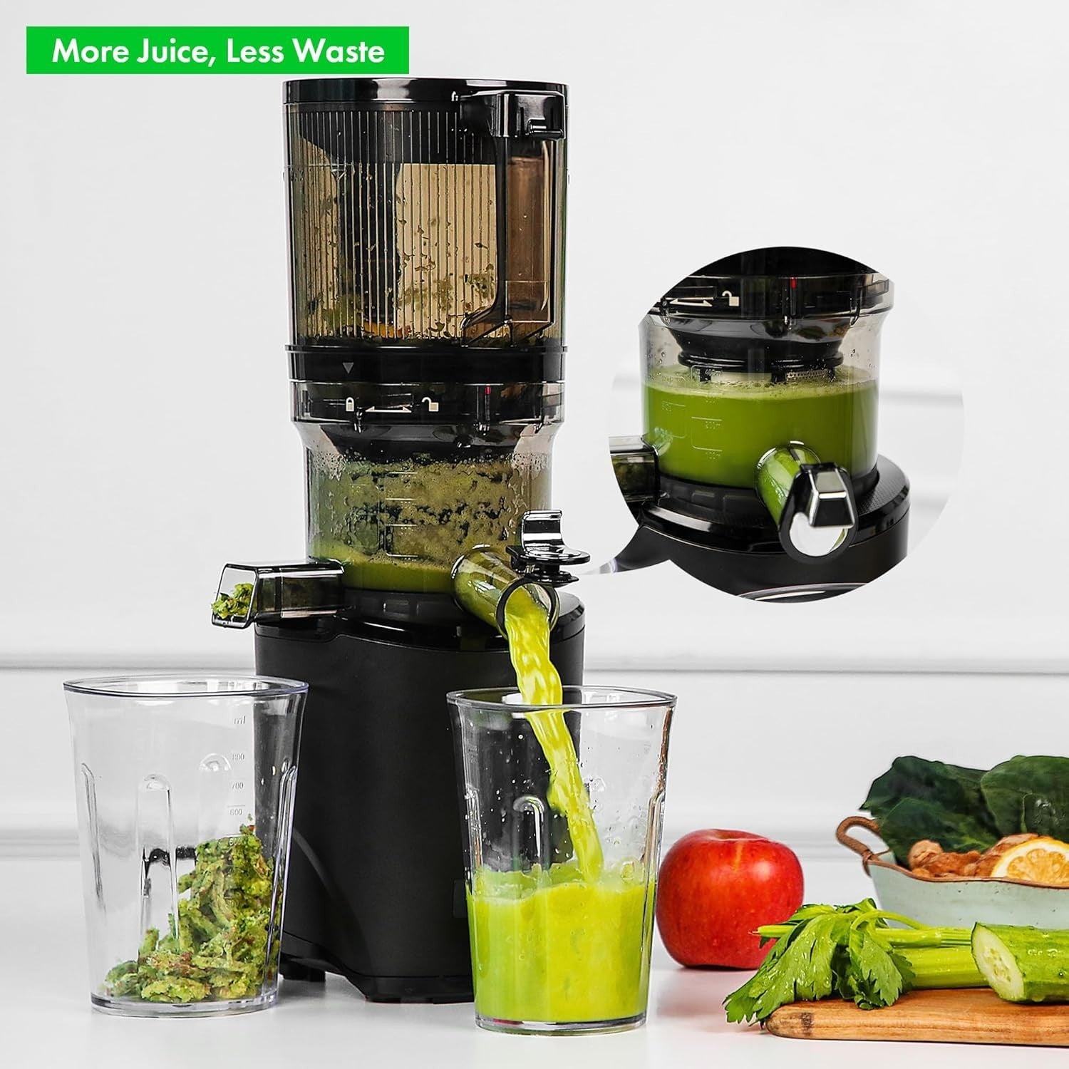 Auto Feed Cold Press Juicer 2L Hopper Quiet Powerful Motor Pearl White