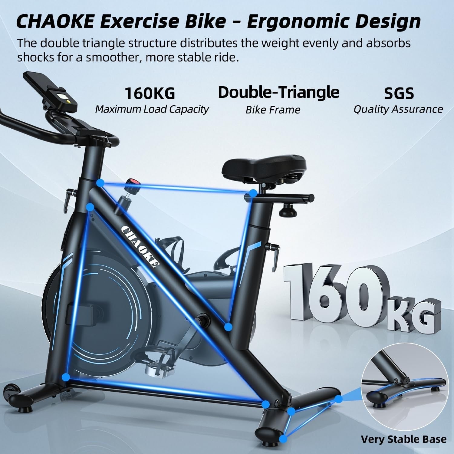 Quiet Magnetic Exercise Bike w/ LCD Display, APP Sync, Tablet Holder 160kg Cap