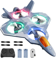 RC Plane for Kids Adults, Easy Fly 2 Take-Off Modes, LED Lights, 360 Flip Toy