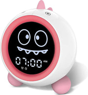Pink Kids Sleep Training Alarm Clock Night Light Sound Machine Toddler