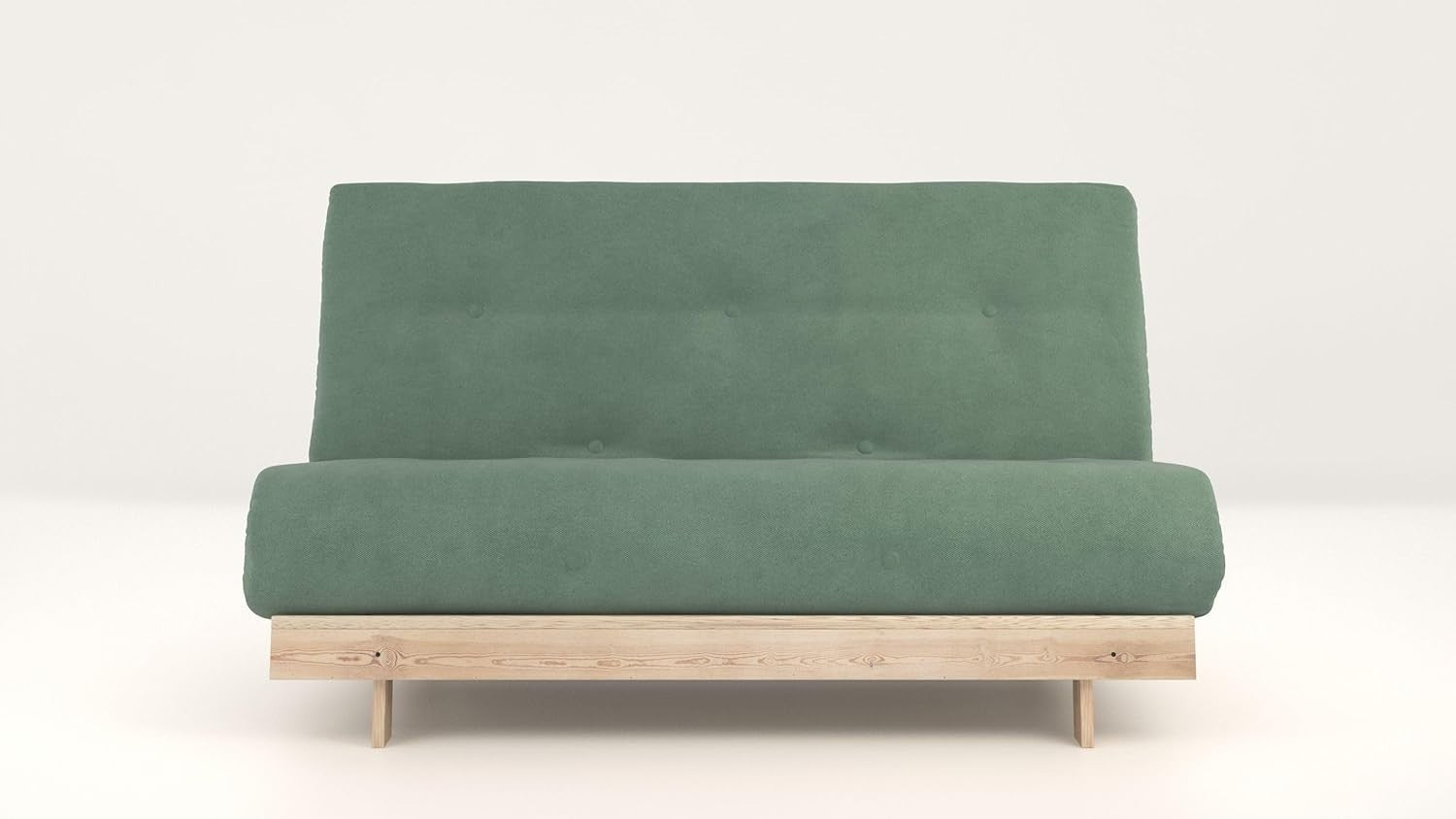 Double Futon Sofa Bed 137cm Harmony Green Wool Mix with Wood Frame