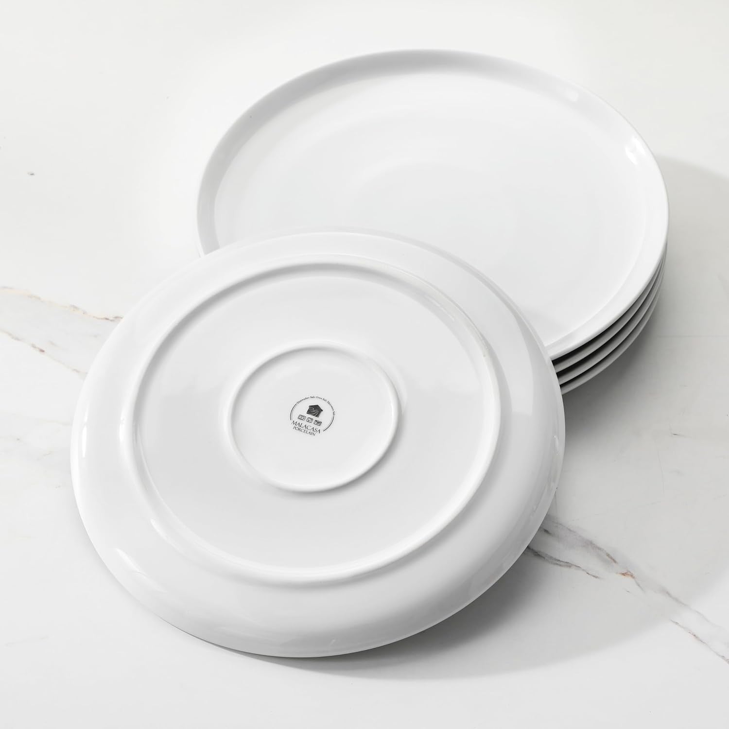 24pc Porcelain Dinnerware Set Plates Bowls Microwave Dishwasher Safe