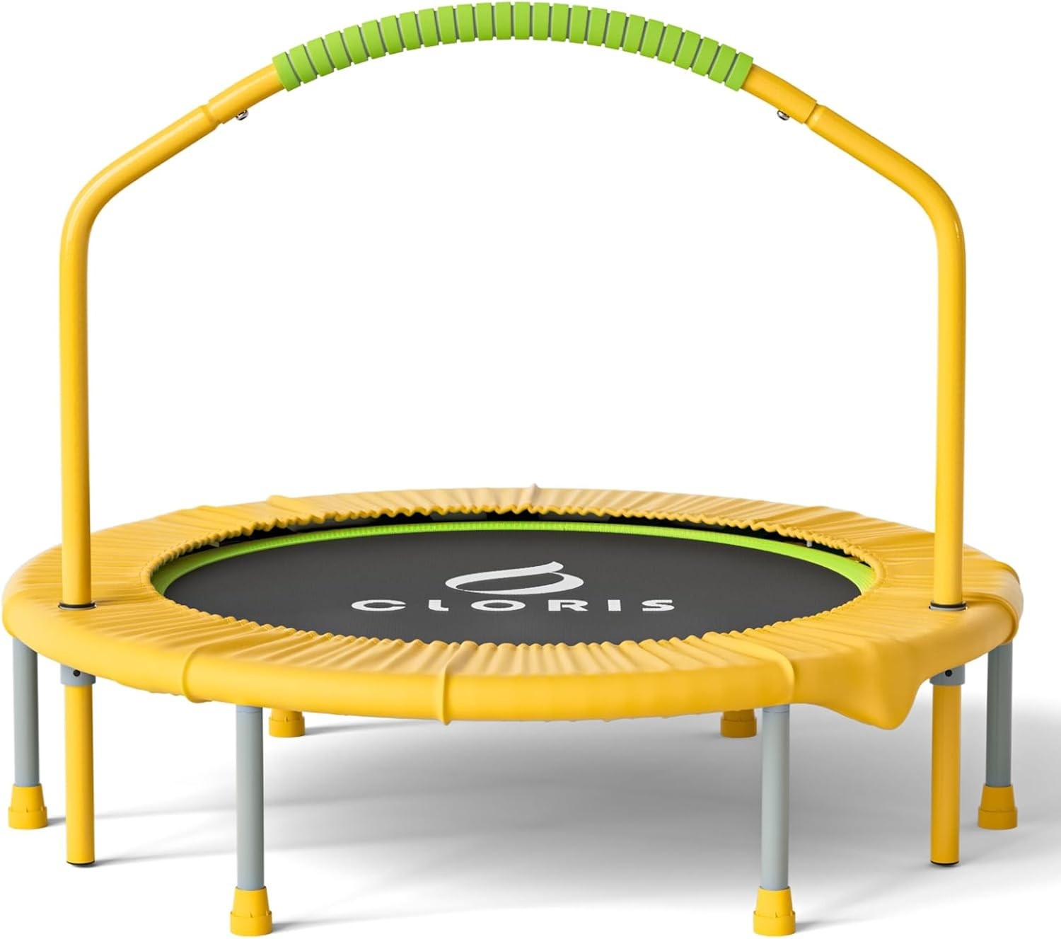 Yellow 38in Indoor Workout Trampoline Quiet Rebounder Handle 220LB