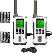 Rechargeable Walkie Talkies PMR446 VOX LED Flashlight 2 Pack Silver