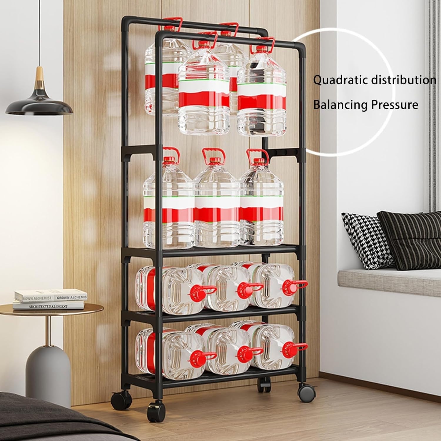 Black Metal Double Clothes Rail with Wheels & Shoe Rack