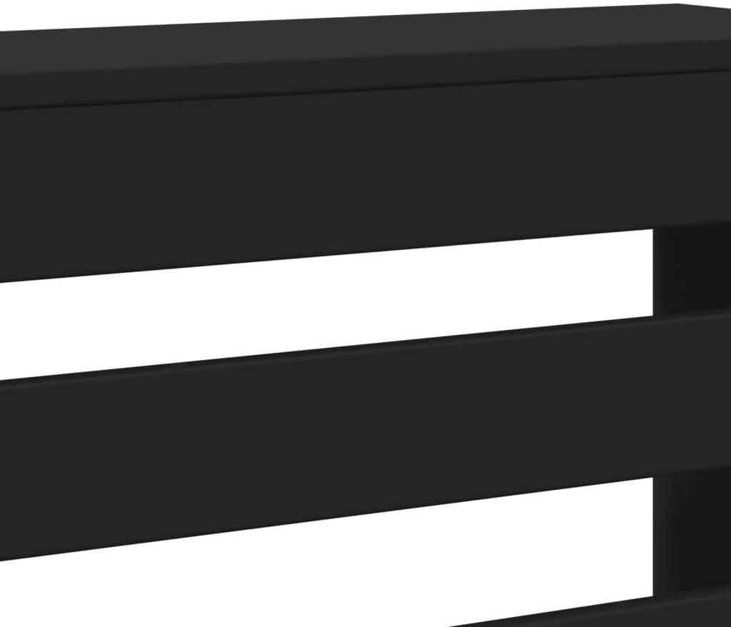 Black Radiator Cover Cabinet | Modern MDF Slatted Heater Shelf | 78x20x82cm
