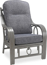 Grey Rattan Conservatory Armchair Indoor Cane Lounge Chair with Easy-Clean