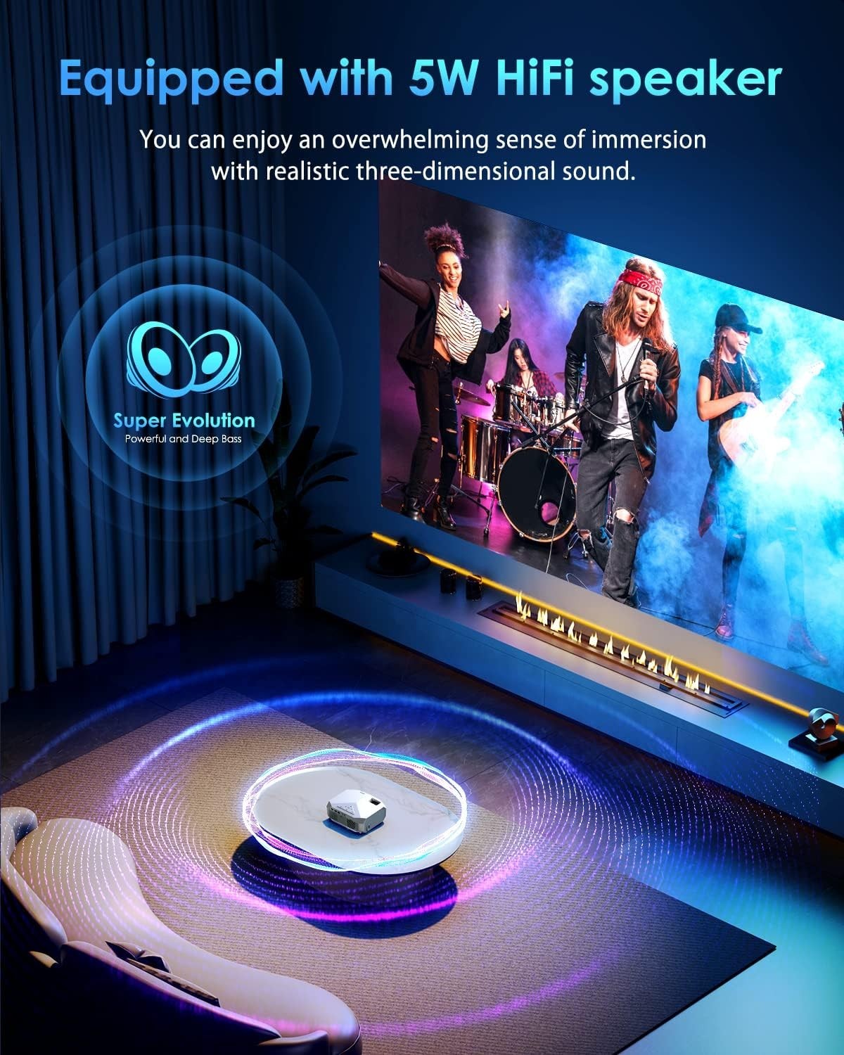 1080P WiFi 5G Bluetooth Projector 10000 Lumens 4K Outdoor