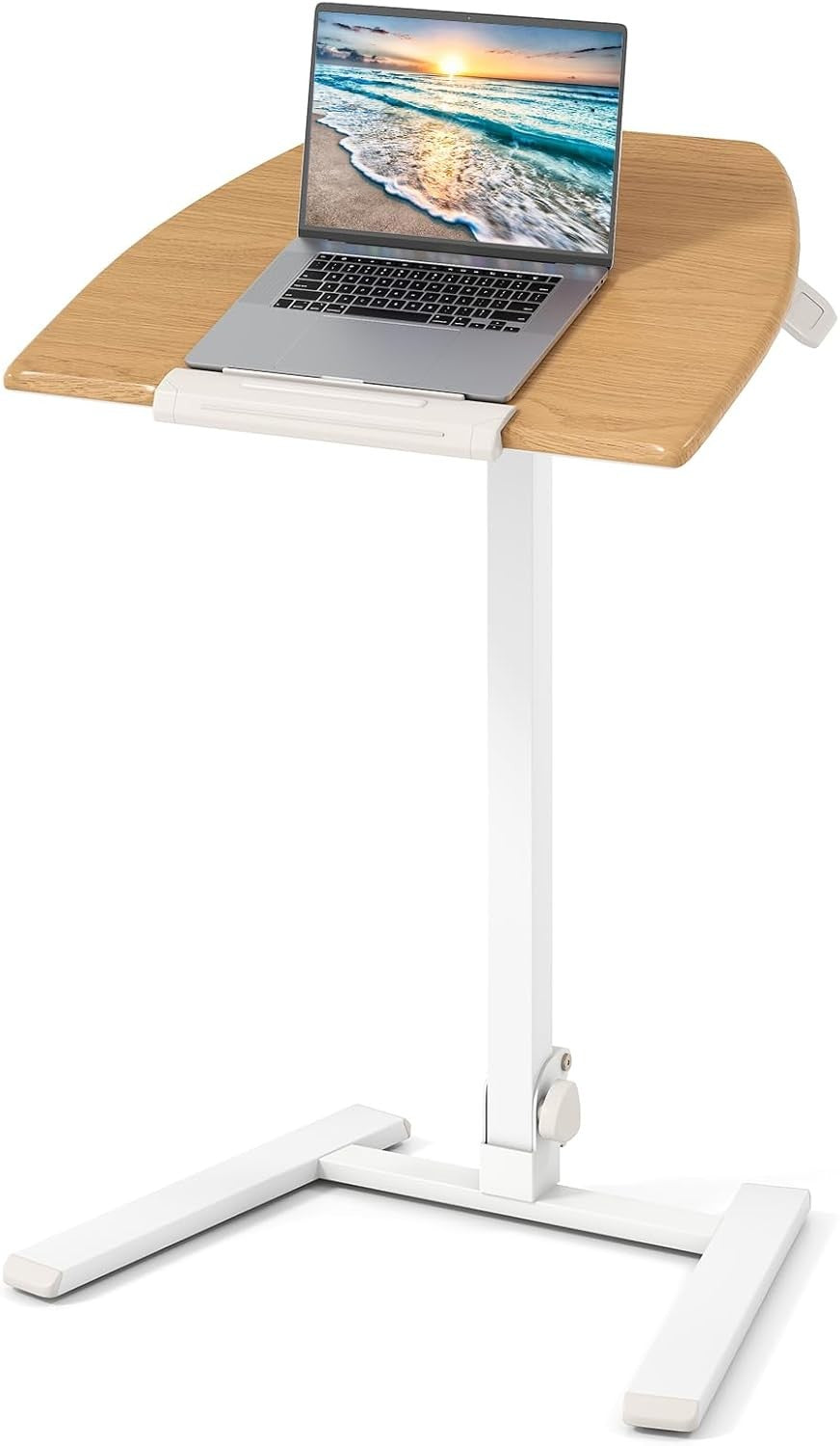 Adjustable Standing Desk Mobile Sit Stand Laptop Table Tilting Top Wheels