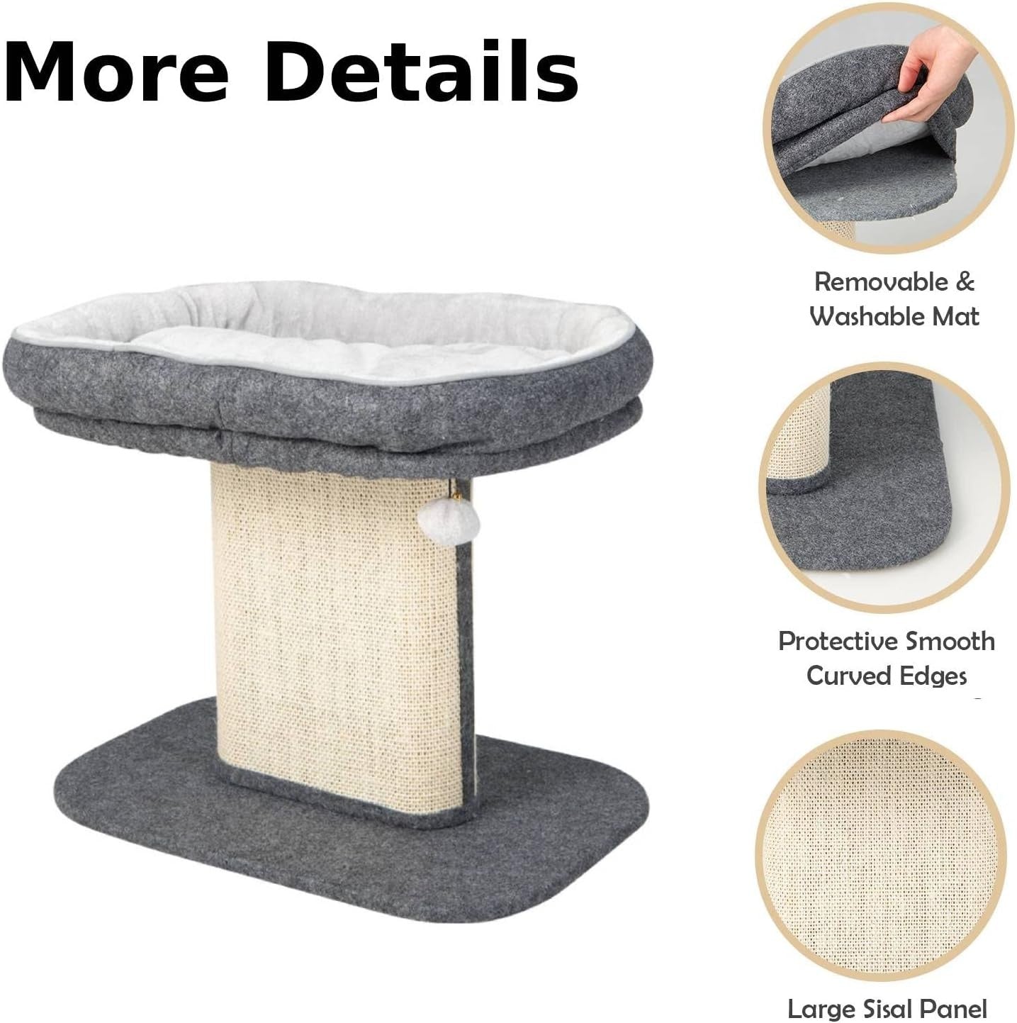 2-Level Cat Tree Scratching Post Tower Top Perch Sisal Column Indoor