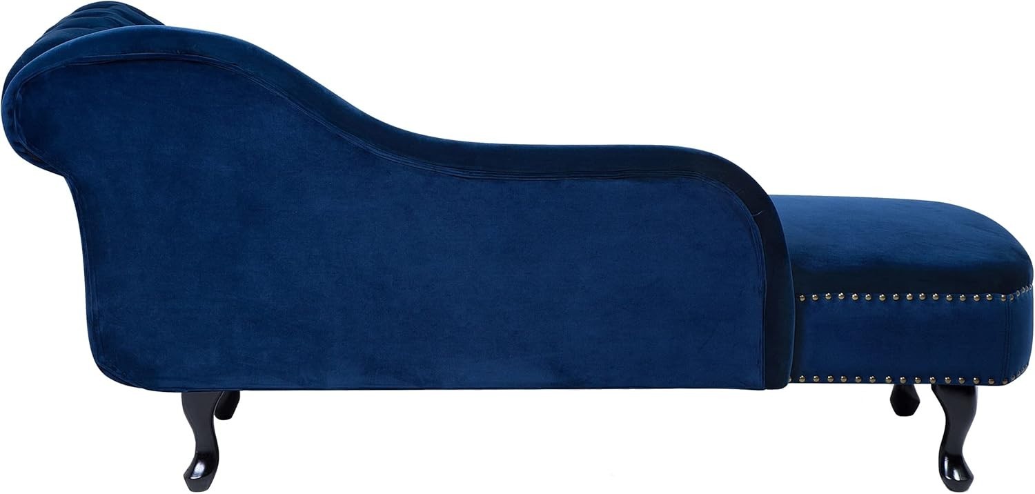 Vintage Right Hand Velvet Chaise Lounge Blue Chesterfield Sofa 180 kg Capacity