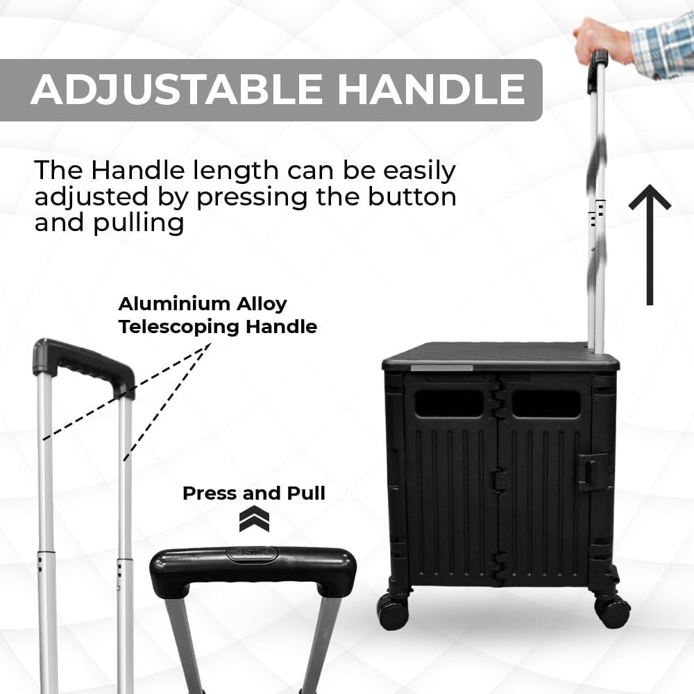 Berry 50L Foldable Shopping Trolley Cart 40kg Detachable Wheels Portable