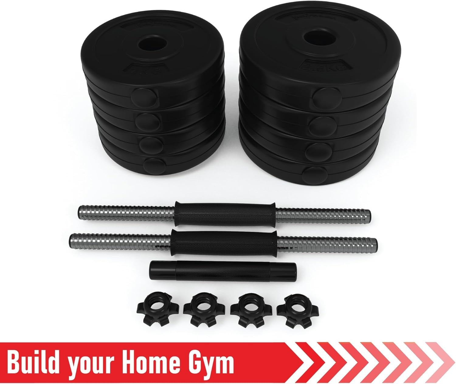 Adjustable Dumbbell Barbell Set 10–50KG Vinyl Weights Home Gym