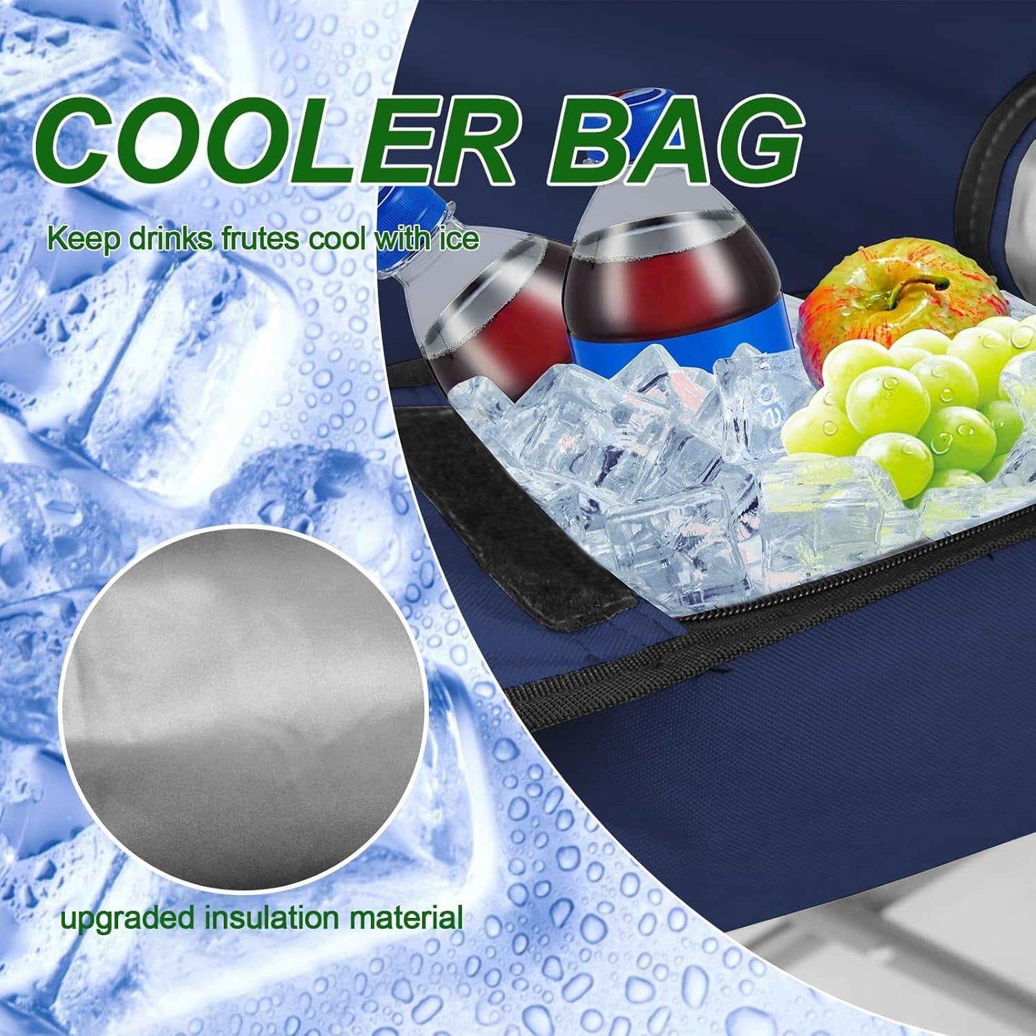 Foldable Beach Camping Chair with Canopy Shade, Cooler Bag & Cup Holders