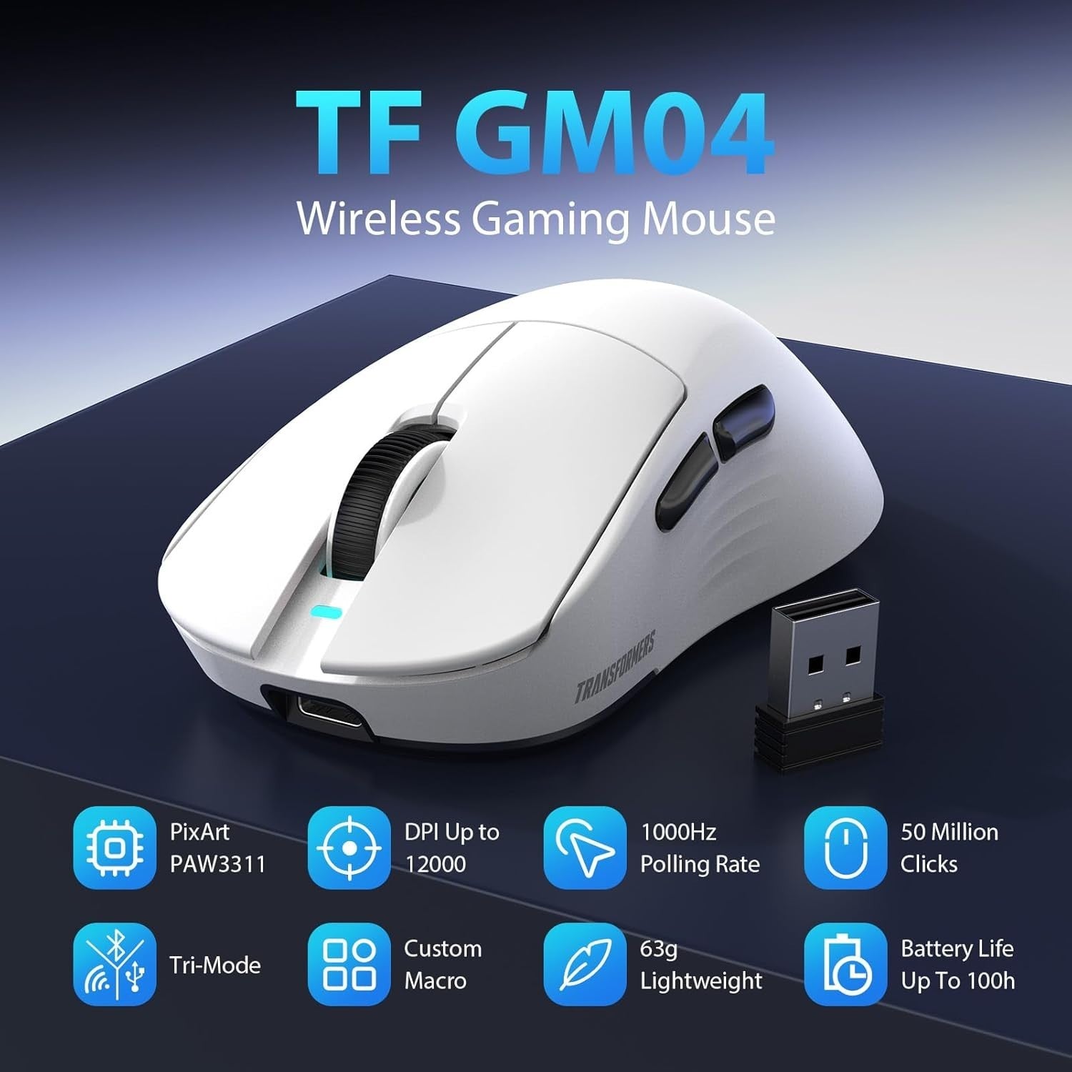 Lightweight Gaming Mouse 63g Wireless 12000 DPI RGB Programmable