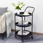 3 Tier Rolling Bar Cart Metal Serving Trolley with Wheels Lockable Storage