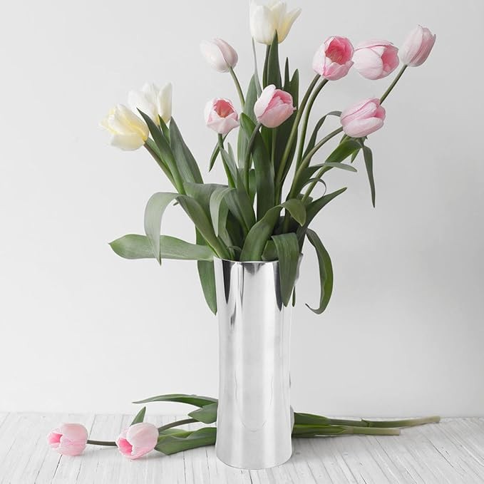 Stainless Steel Silver Vase Modern Metal Flower Centerpiece Home Decor