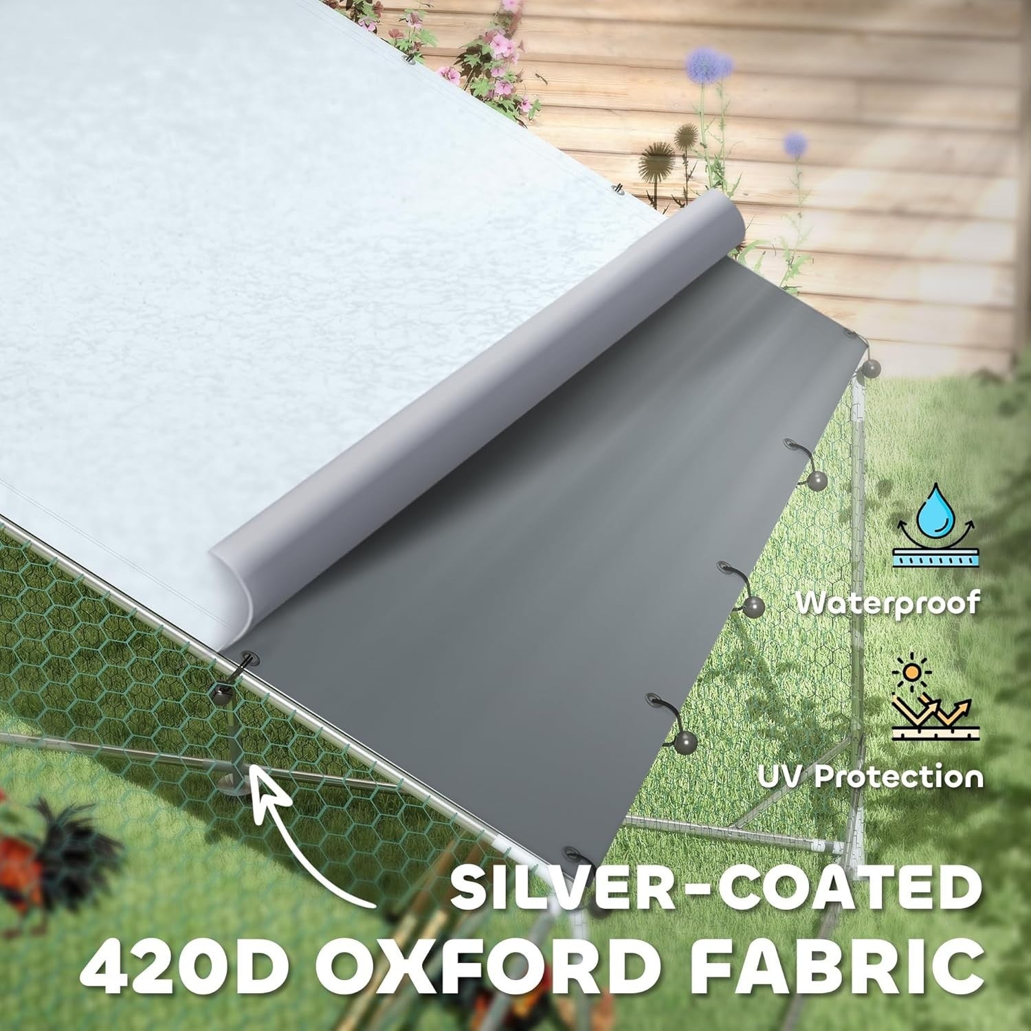 Large Walk In Chicken Run 3x4m Galvanised Coop UV Cover Feeder