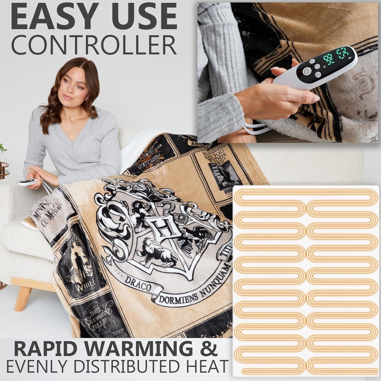 Single Electric Heated Throw 130x160cm Sherpa Fleece 9 Heat Timer