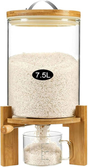 Glass Rice Dispenser 7.5L Airtight Grain Storage Container Kitchen Bin