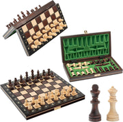 Magnetic 26cm Wooden Chess Set | Portable Folding Travel Board | Handmade Game