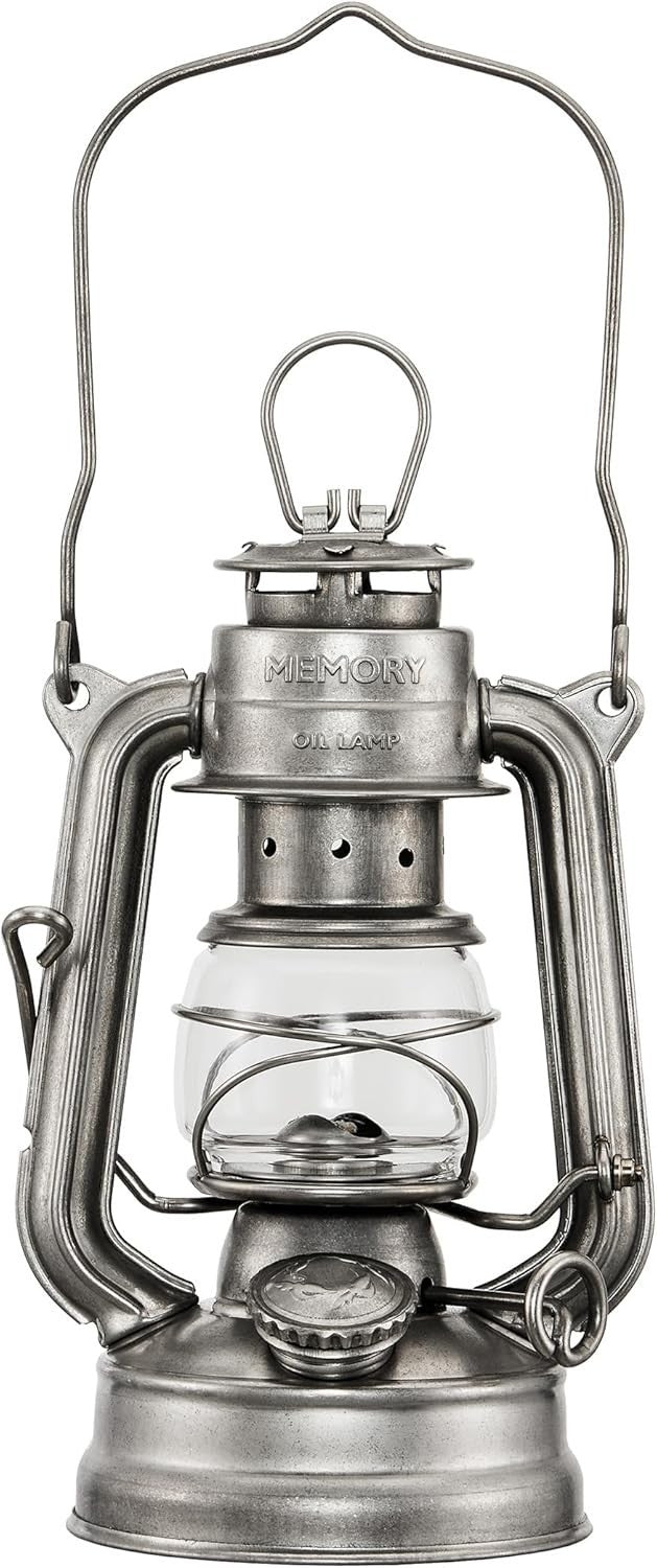 Silver Hurricane Paraffin Lantern Outdoor Camping Oil Lamp 16cm